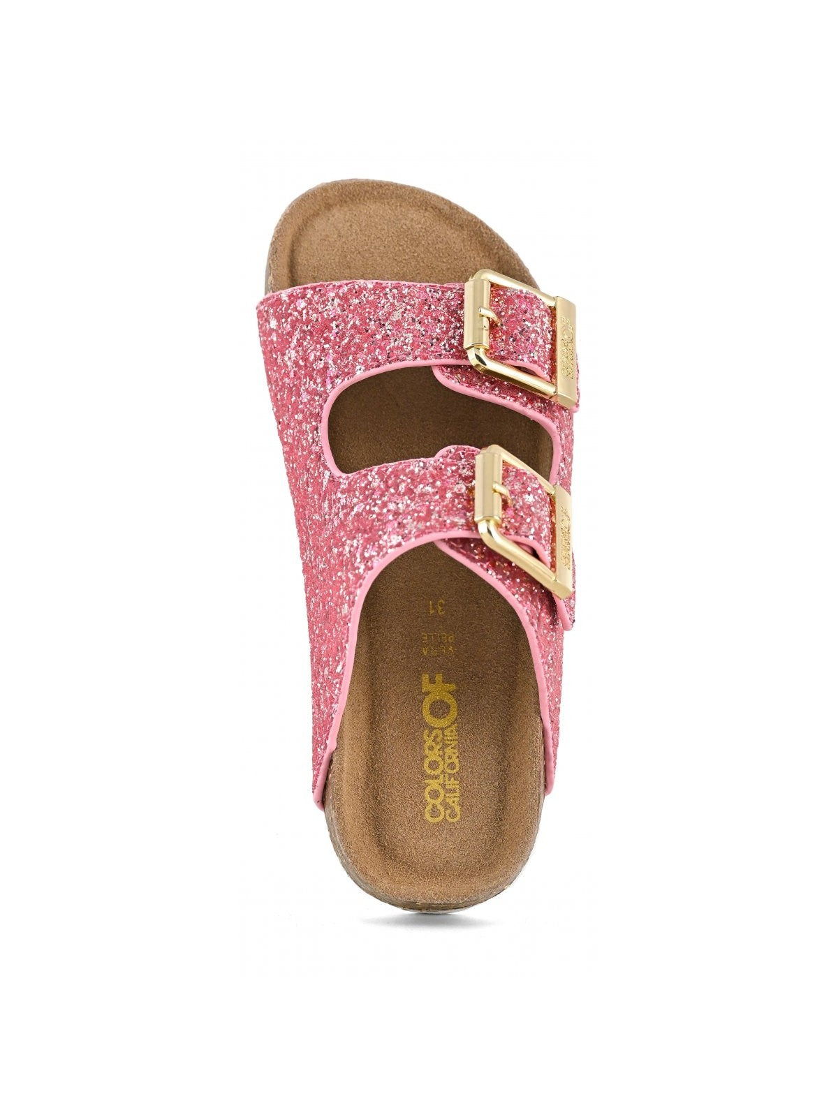 COLORS OF CALIFORNIA Girls' Glitter Sandal 2 Buckles HC.2415N SUNC SUNSET CORAL
