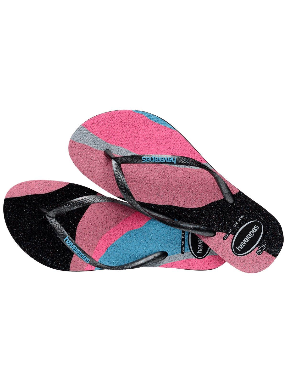 HAVAIANAS Infradito Donna Hav. Slim palette glow 4145766.0090 Nero - Stilato