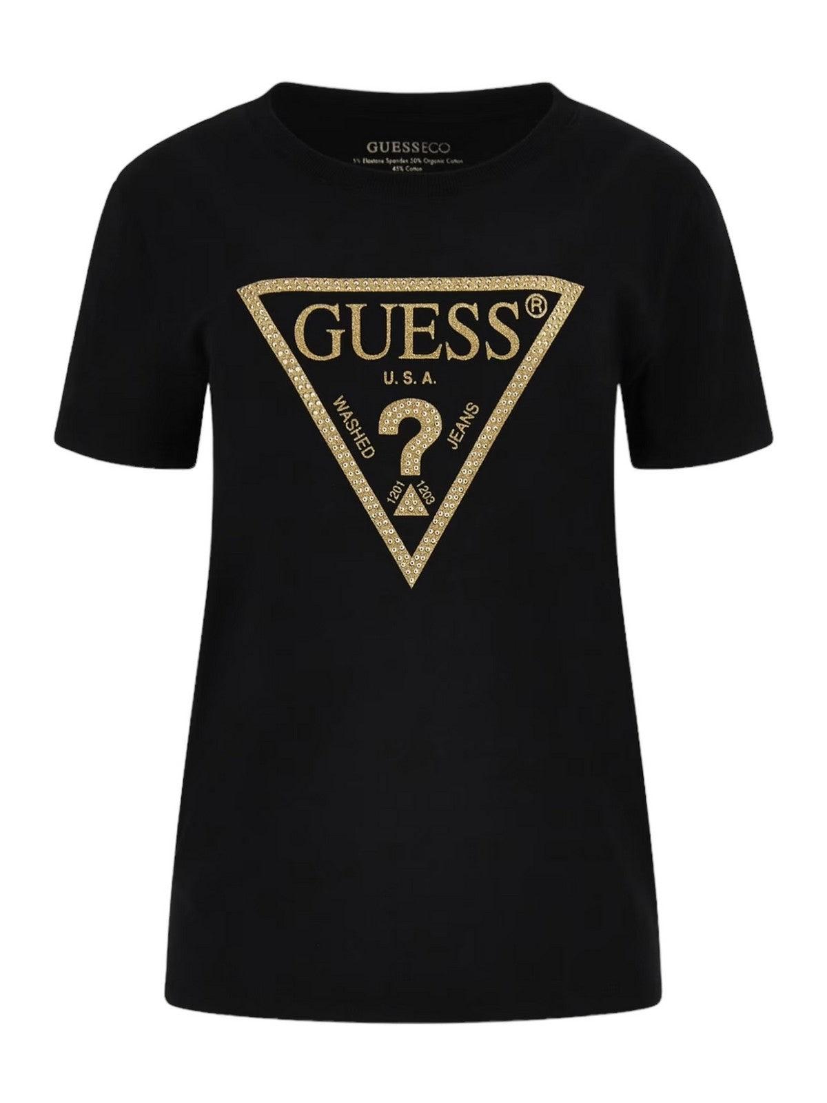 GUESS T-Shirt e Polo Donna Ss Cn Gold Triangle W4RI69 J1314 JBLK Nero - Stilato