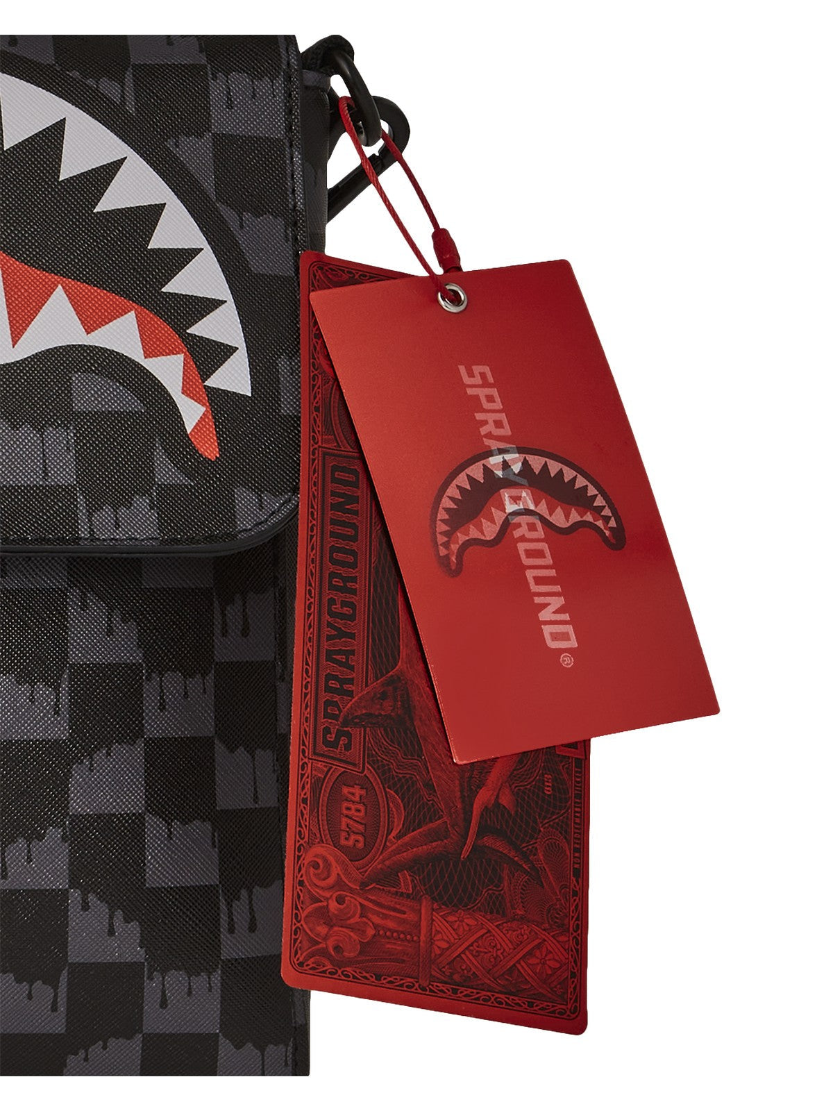 Sprayground Tracolla Nera Uomo Drip Check Shark Messenger 910B6572NSZ - Stilato