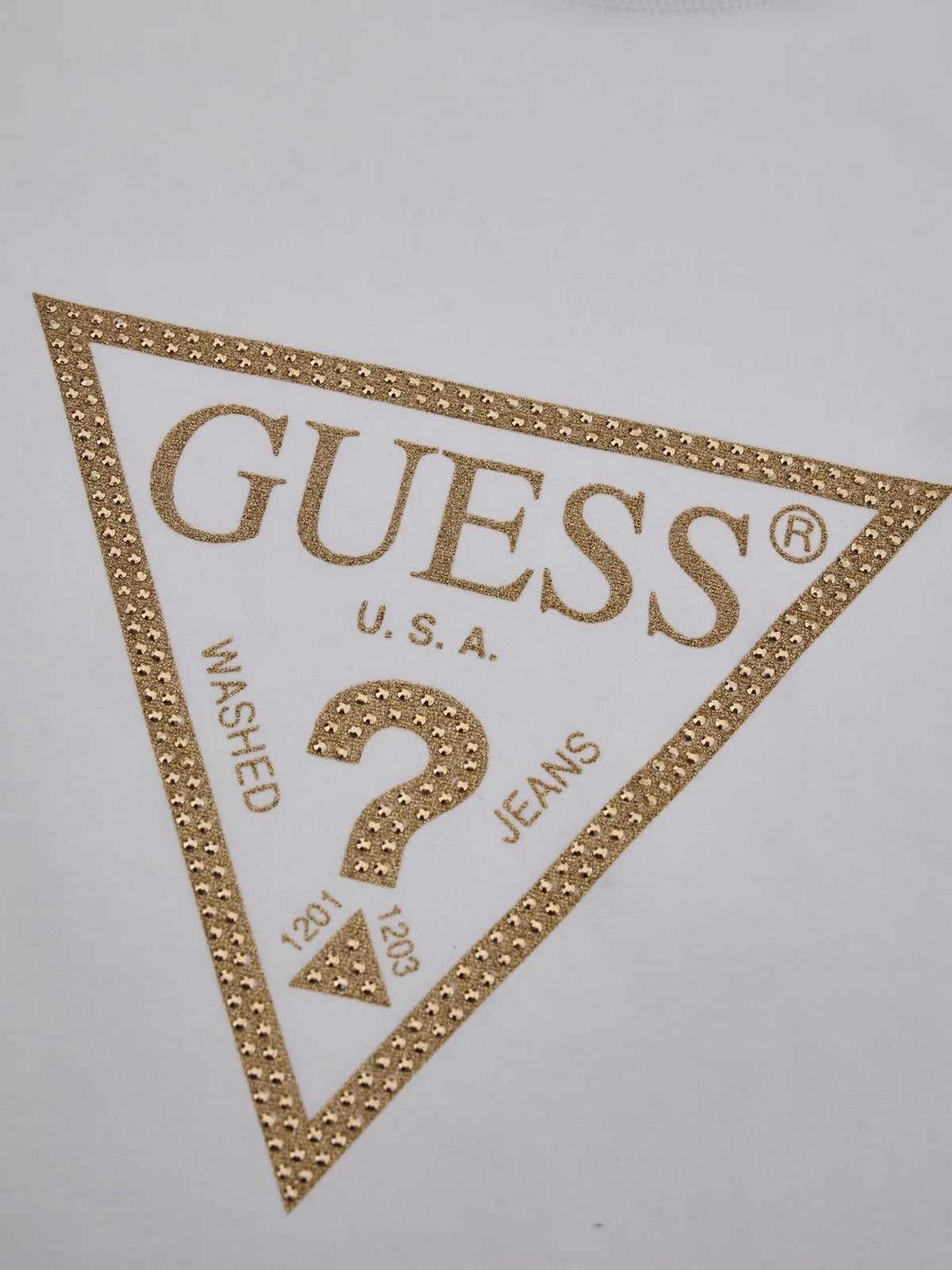 GUESS T-Shirt e Polo Donna Ss Cn Gold Triangle W4RI69 J1314 G011 Bianco - Stilato