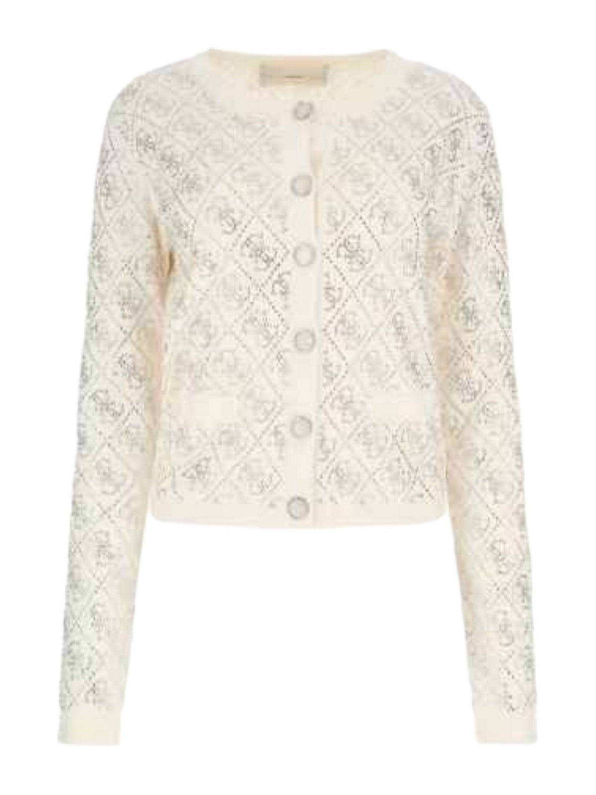 GUESS Cardigan Donna PAIGE 4G STONES LS CARDI SWTR W4YR25 Z3FN0 G012 Bianco - Stilato