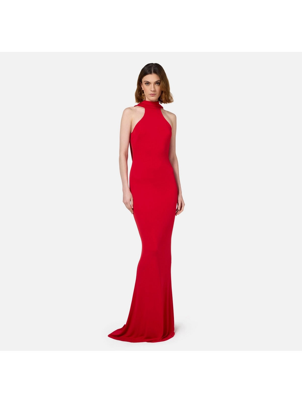 Abito Donna Rosso Elisabetta Franchi - Red Carpet In Jersey Con Collana Sulla Schiena - AB71647E2 CG5 - Stilato