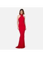 Abito Donna Rosso Elisabetta Franchi - Red Carpet In Jersey Con Collana Sulla Schiena - AB71647E2 CG5 - Stilato