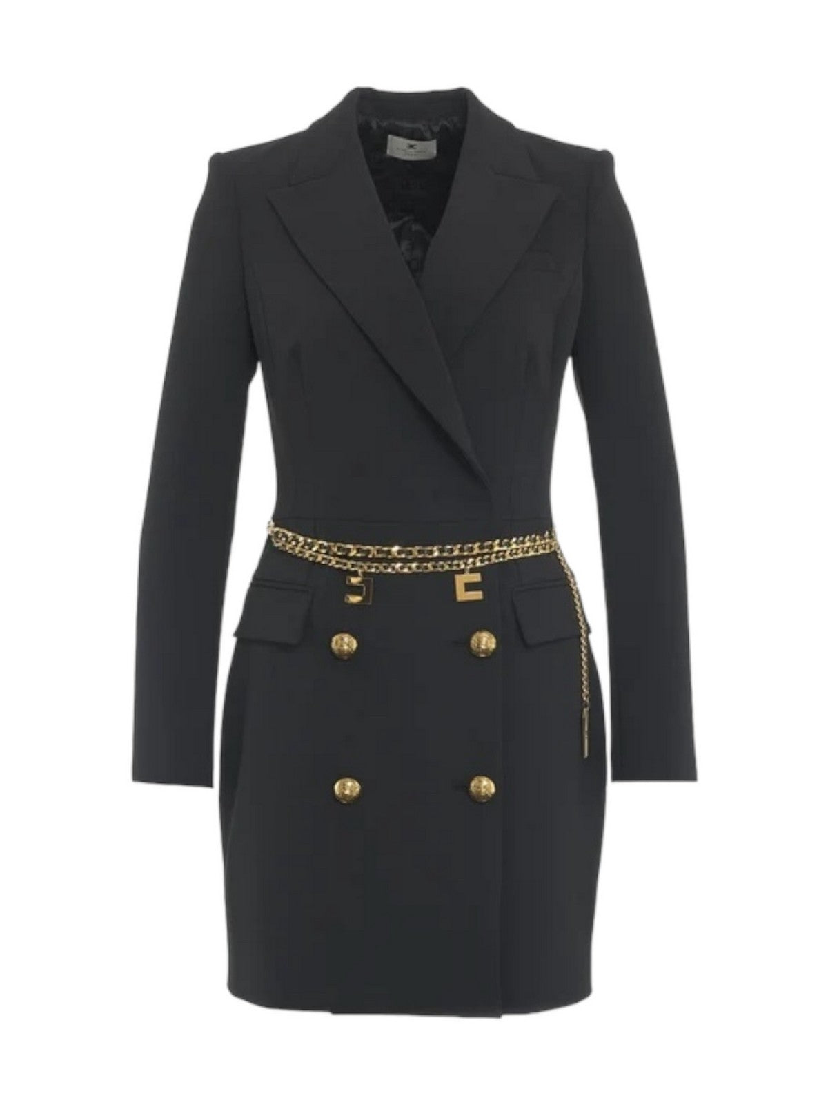 Robe Manteau Donna Nero Elisabetta Franchi in Crêpe Stretch Con Cintura - AB65746E2 110 - Stilato