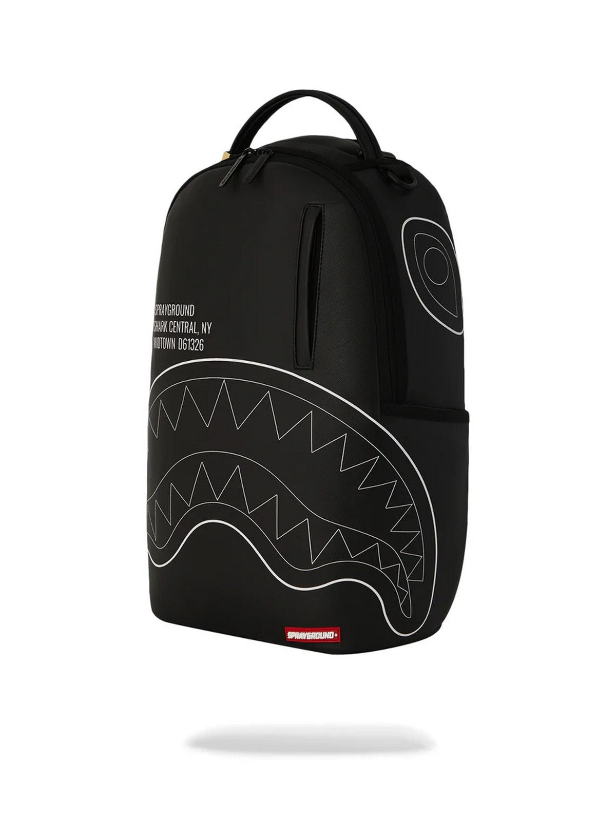 SPRAYGROUND Zaino Uomo SHARK CENTRAL SOLID BLACK WHITE LINE SHARK 910B6366NSZ Nero - Stilato