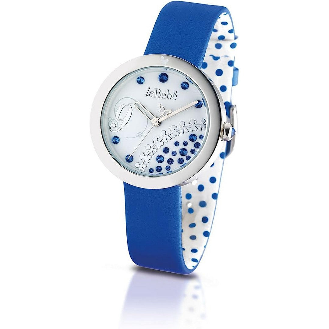 Orologio Donna leBebè Cinturino Azzurro con Quadrante Bianco e Strass blu - olb360-05b - Stilato