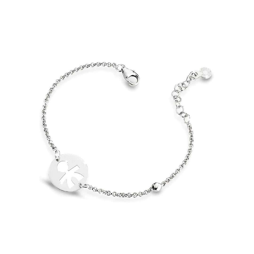 Bracciale Donna leBebè Oro Bianco con Piastra Centrale Tonda Raffigurazione Bimbo Bianco - pmg022 - Stilato