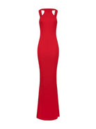 Abito Donna Rosso Elisabetta Franchi - Red Carpet In Jersey Con Collana Sulla Schiena - AB71647E2 CG5 - Stilato