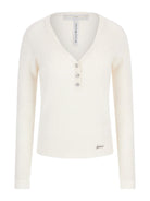 GUESS Maglione Donna BLAIRE VN LS HENLEY SWTR W4YR16 Z2V62 G012 Bianco - Stilato