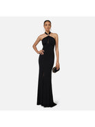 Abito Donna Nero Elisabetta Franchi Red Carpet In Jersey Con Drappeggio - AB71747E2 110 - Stilato